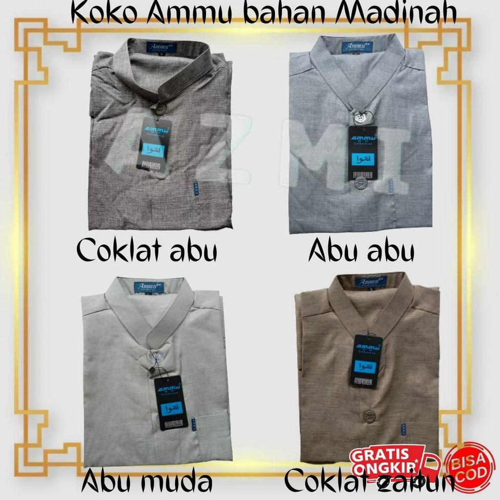 Terbaru Baju Koko Ammu Bahan Madinah Coklat Abu Premium Class Limited Edition