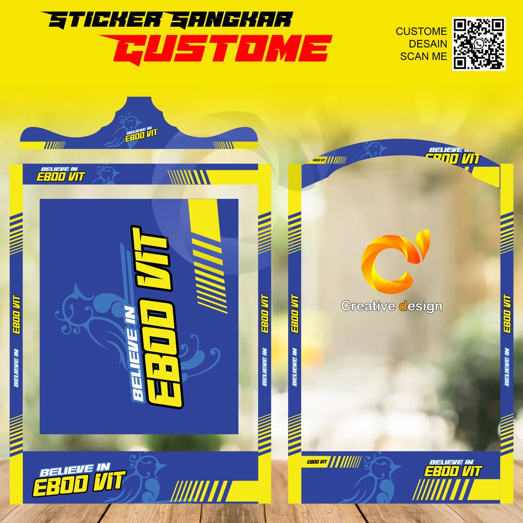 (COD) STICKER SANGKAR KOTAK MOTIF EBOD VIT