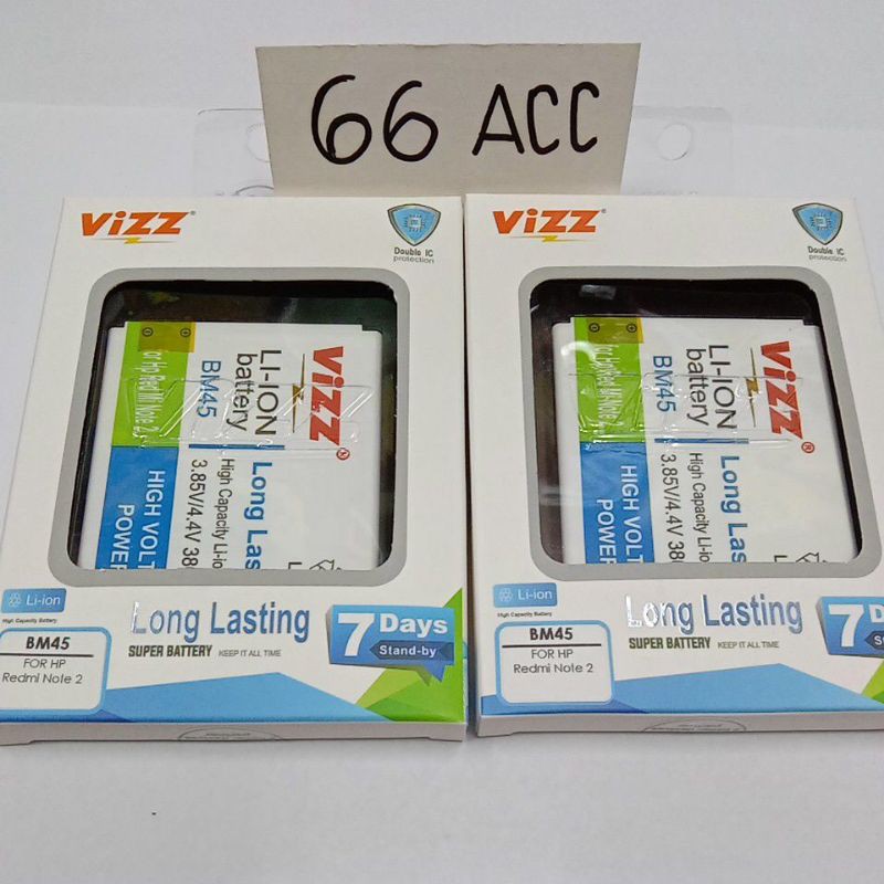 Baterai Vizz Xiaomi Redmi Note 2 / BM45 Double Power