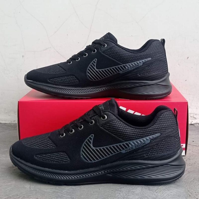 Sepatu Sneakers Putih &amp; Hitam Pria Wanita Nikee Zoom