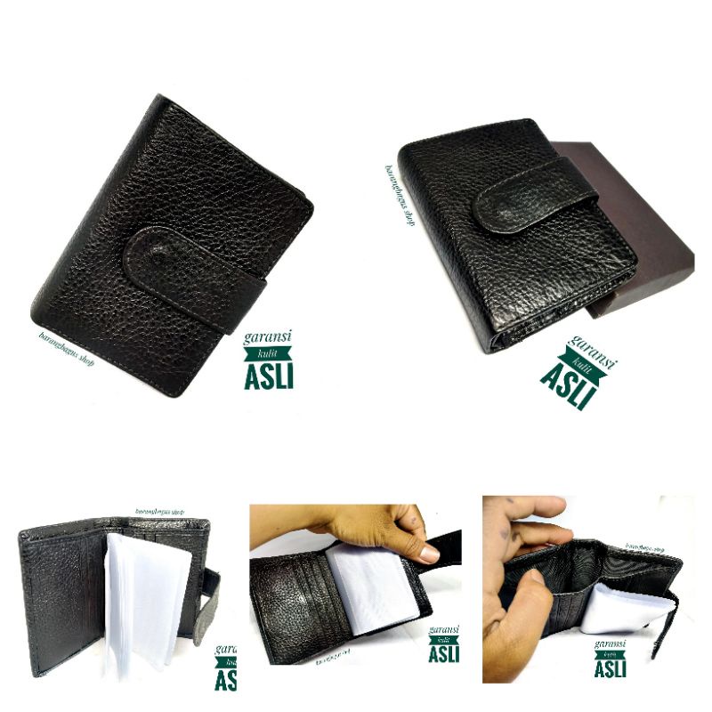 Dompet tempat kartu nama card holder kulit asli polos tanpa merk logo