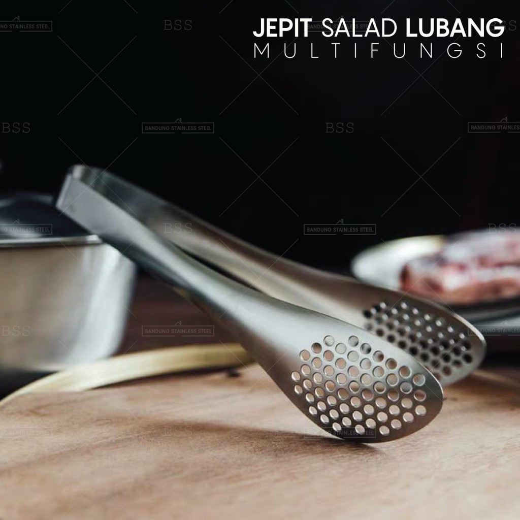 Jepitan Stainless Lubang Capit Salad Sayur Makanan Daging Tebal 9inch 12inch 14inch Multifungsi