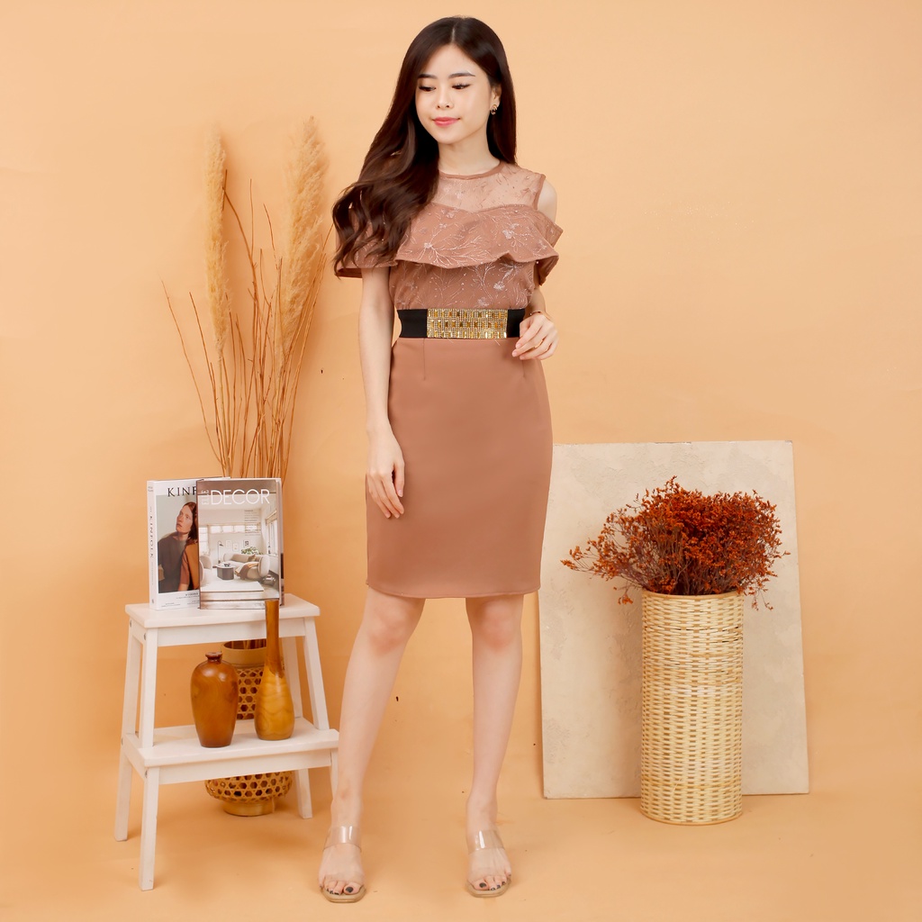 Kathryn collection # 157, Dres span scuba import premium kombinasi tile gliter mutiara free belt