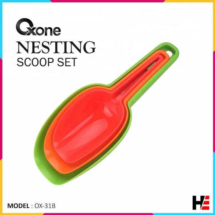 Sendok Sekop Oxone OX-31B 3Pcs Nesting Scoop Set Fullcolor