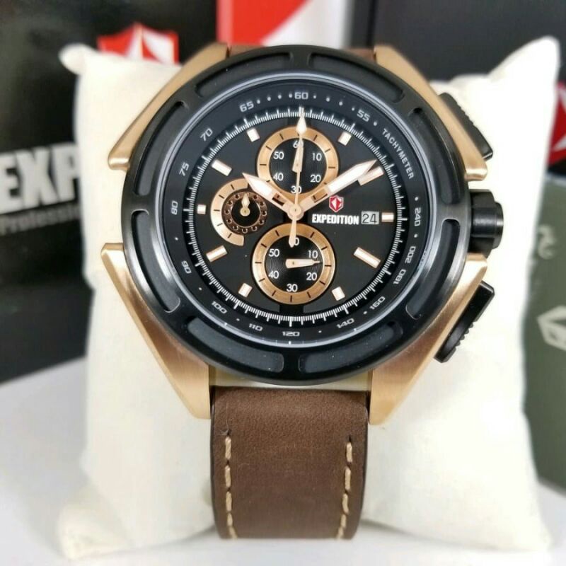 Jam tangan Expedition 6712 Tali kulit Original Pria