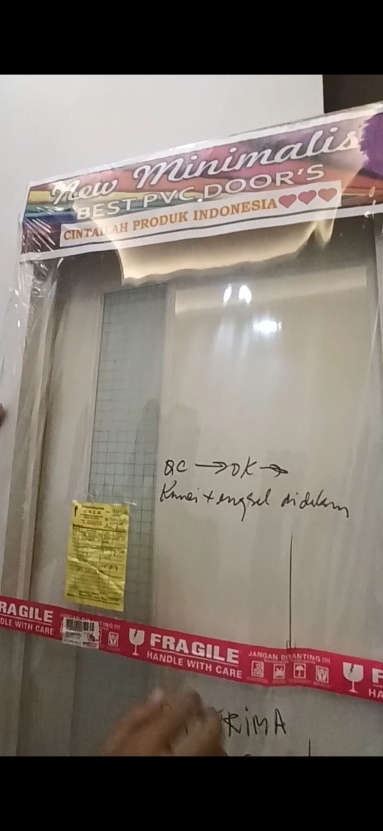 Pintu Kamar Mandi Pvc Kaca Es Handle Kunci Stainless Gagang Engkol Lever