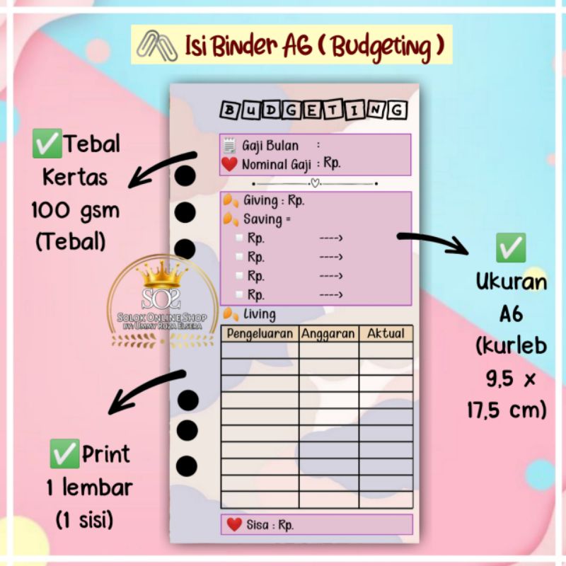 

Budgeting | Kertas Binder A6