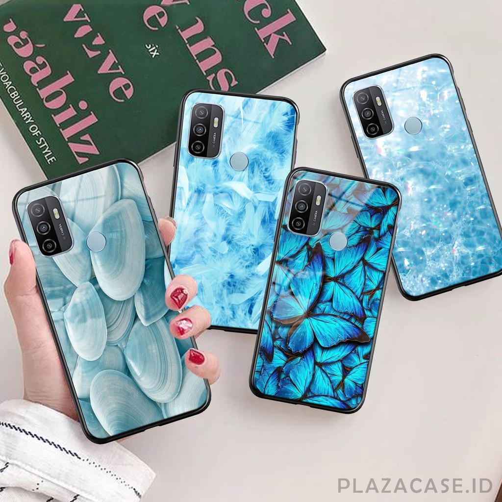 Blue Softcase Glass [K56] A53 A92 A52 C12 C11 C15 Y20 Y30 Y50 RENO 4 A91 A31 REDMI 9 REDMI NOTE 9