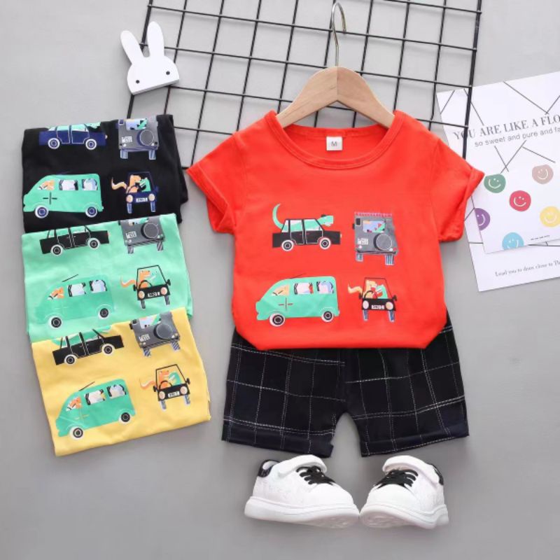 Setelan Anak Laki Laki Import ( KAOS + CELANA BAHAN ) 1-4 Tahun Setelan Anak Cowo Murah