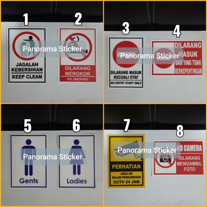 Sticker Sign Jagalah Kebersihan, Dilarang Merokok, Toilet