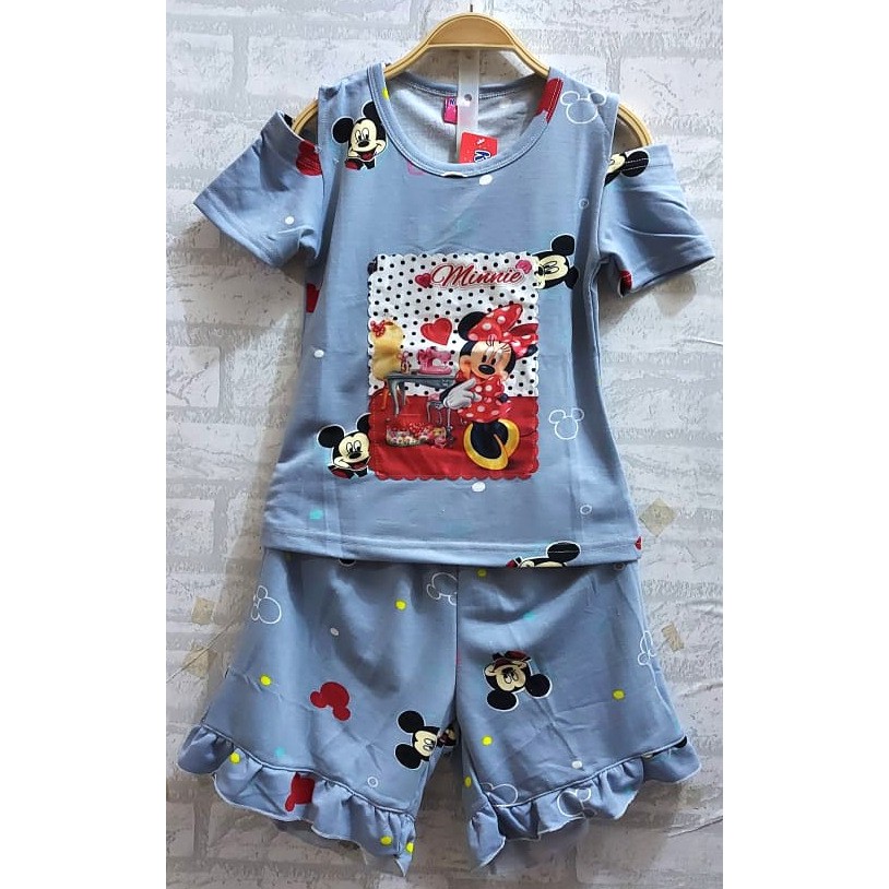 setelan sabrina anak mickey / baju stelan anak cewek / stelan anak cewek mickey/utk usia 6 bln-6 thn