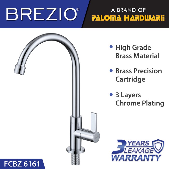 BREZIO FCBZ 6161 Keran Sink Angsa Cuci Piring Dapur Wastafel Kran Air