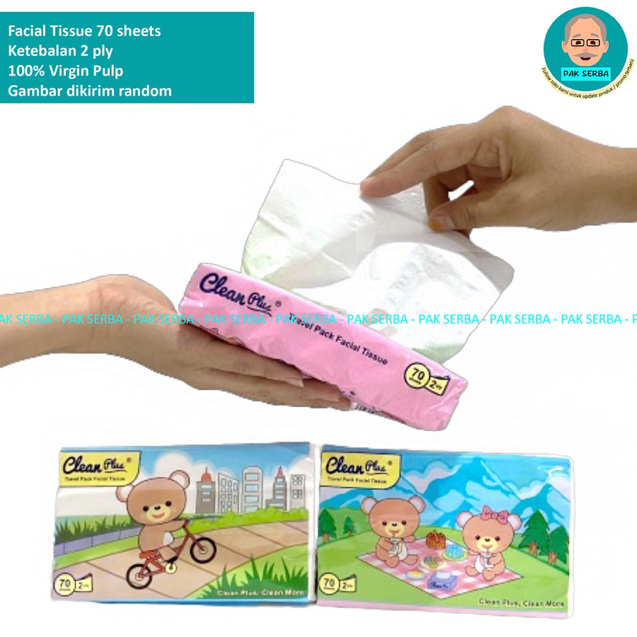 Clean Plus Travel Pack Facial Tissue 70 sheets / Tisu Wajah