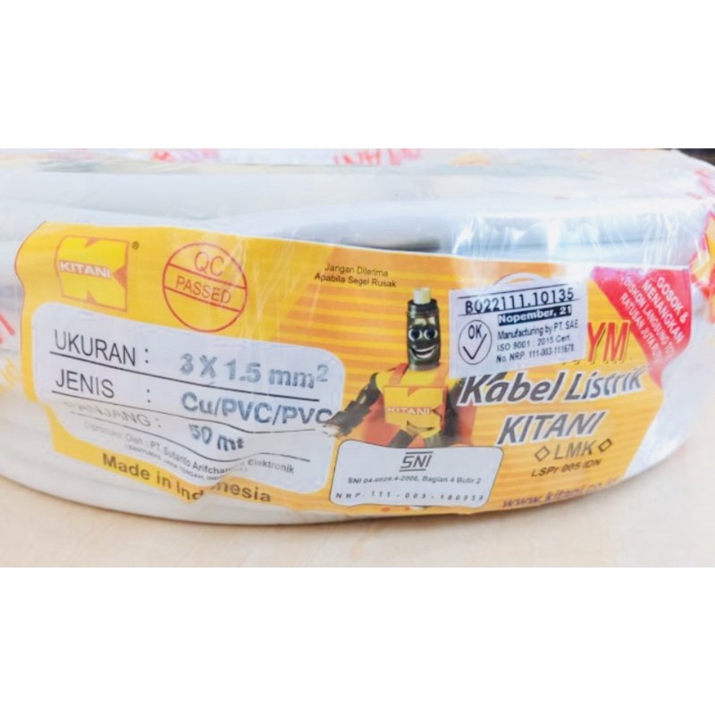 KABEL NYM 3 x 1,5 KITANI TEMBAGA MURNI
