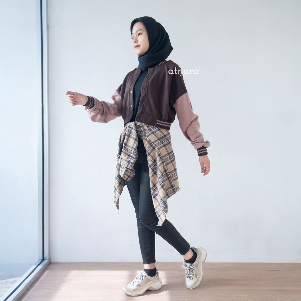 Nara Grosir - Crop Baseball Jaket l Jaket Varsity Unisex l 3 Varian Warna