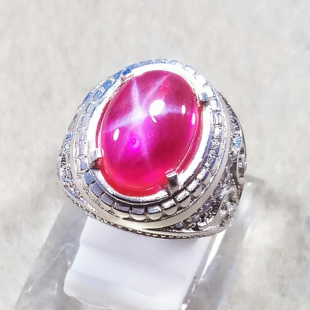 CINCIN BATU AKIK PERMATA AMERICAN STAR RED 6 STAR MEWAH BERKELAS MEDIUM SIZE