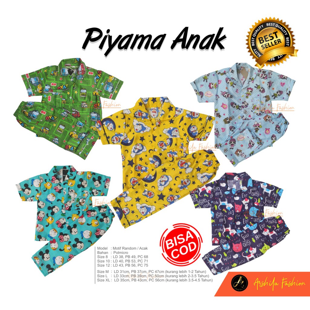 PIYAMA ANAK 1-5 TAHUN POLY MICRO ARSHILA_FASHION