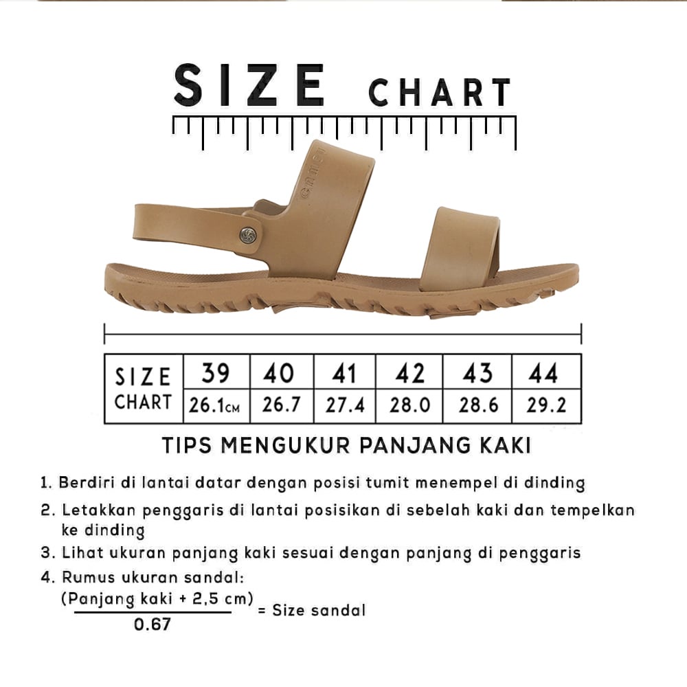 Camou Sendal Sepatu Sandal Tali Belakang Pria Bahan Full Karet Anti licin Original Dante - Karamel