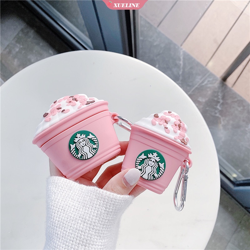 Casing Soft Case Silikon Bentuk Cangkir Kopi Pink Untuk Airpods 1 / 2 / 3 / Pro