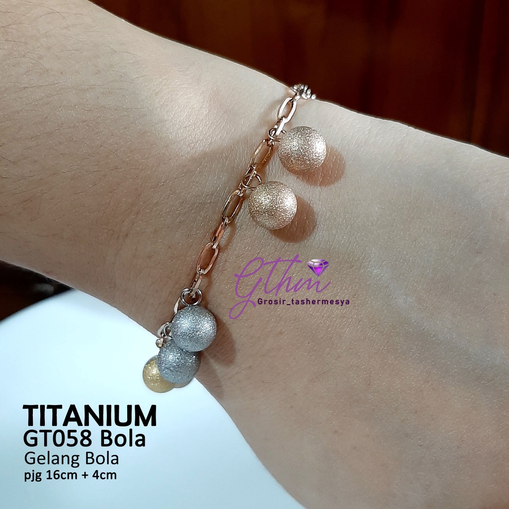 Gelang Wanita Titanium Stainless Steel Bola Kombinasi Perhiasan Fashion Import kualitas Premium gt058