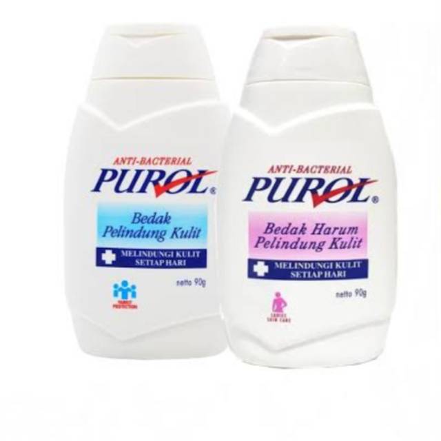 Bedak Purol Anti Bacterial Pink, Biru 90g