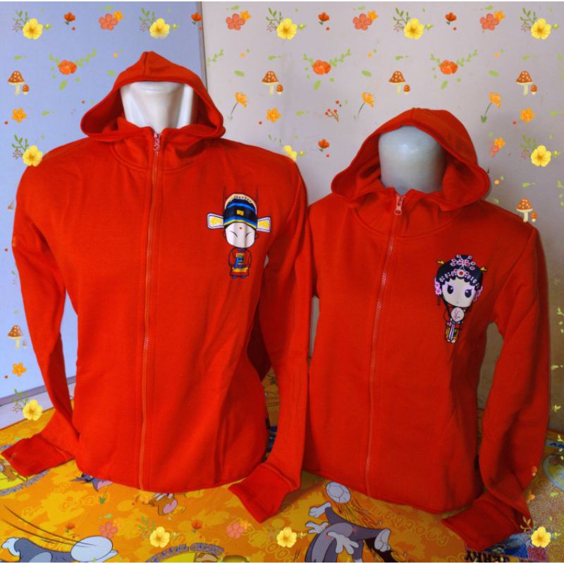 Jaket merah gambar boneka Opera Cina