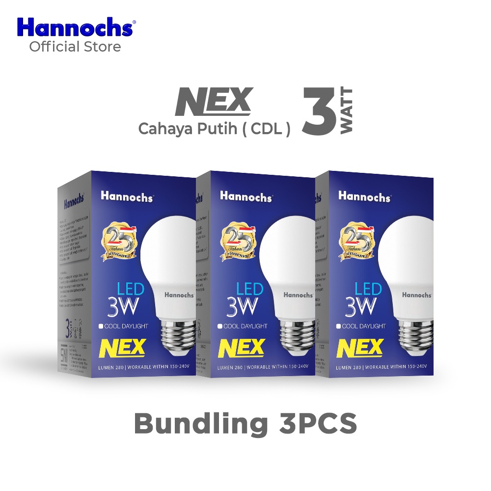 Hannochs Lampu LED NEX 3 watt CDL 3pcs - Putih - Paket Murah