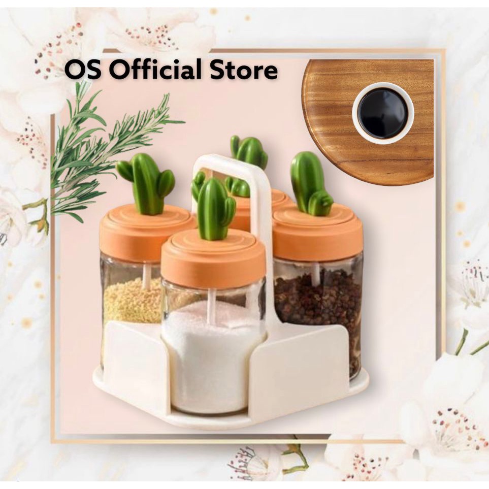 OS Tempat Botol Bumbu Kaktus Set4pc Serbaguna Free Holder