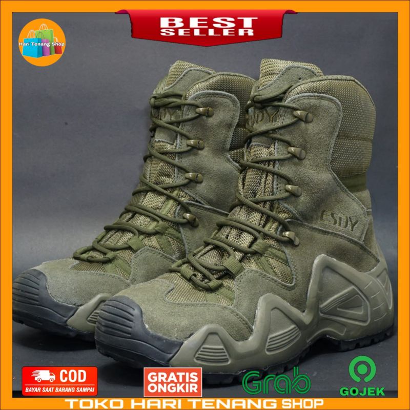 (ESDY) Sepatu tactical hijau army 8 inch esdy original import/sepatu tactical pria import/sepatu tactical boots pria dan wanita anti selip dan waterproof