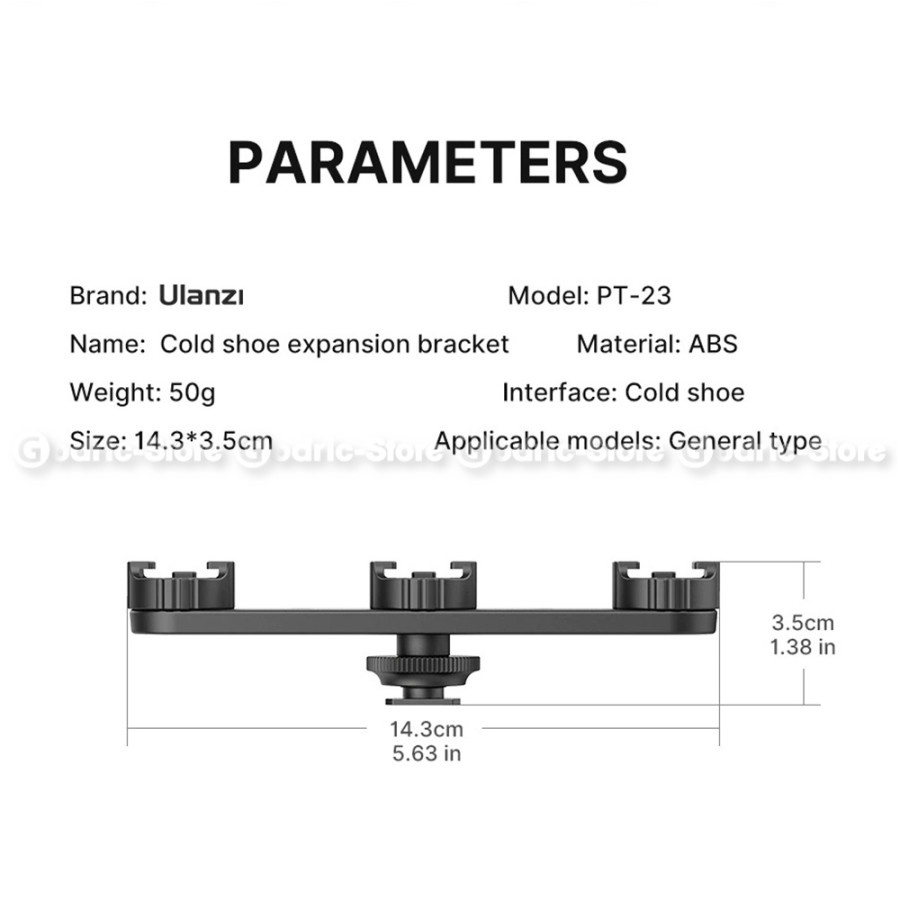 ULANZI PT-23 Plate Bracket with 3 Cold Shoe Mount Extension Vlog Mic