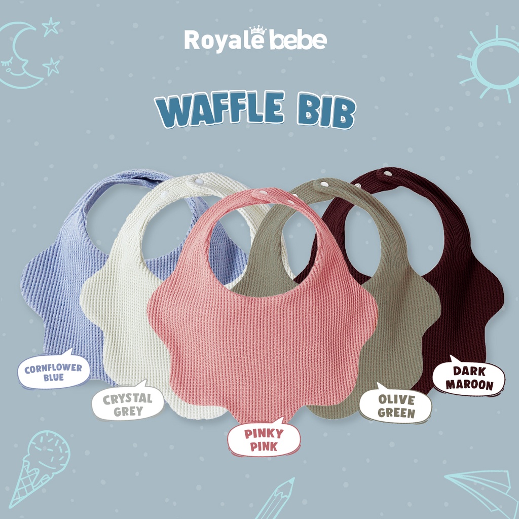 ROYALE BEBE WAFFLES BIB BIB SLABBER CELEMEK MAKAN ANAK TATAKAN ILER ANAK BAYI