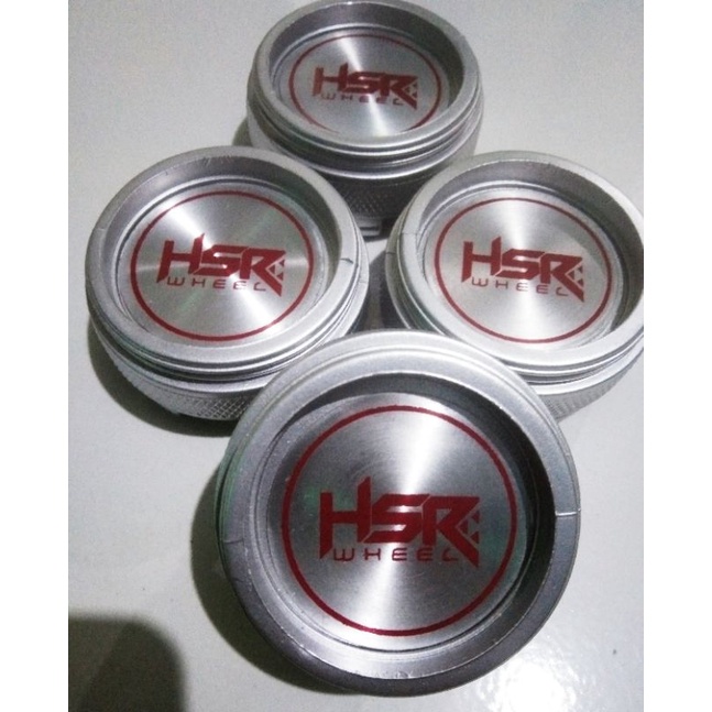 Dop center velg logo HSR Merah. Variasi selinder silver. Diameter 6 cm