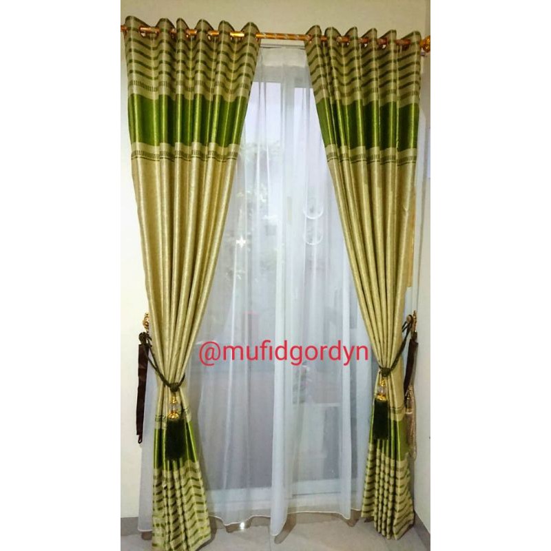 Gorden Blackout minimalis  bludru medalion hijau