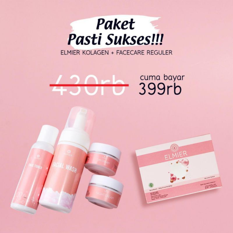 [COD/BAYAR DI TEMPAT] PAKET PASTI SUKSES COLLAGEN + FACECARE REGULER ELMIER