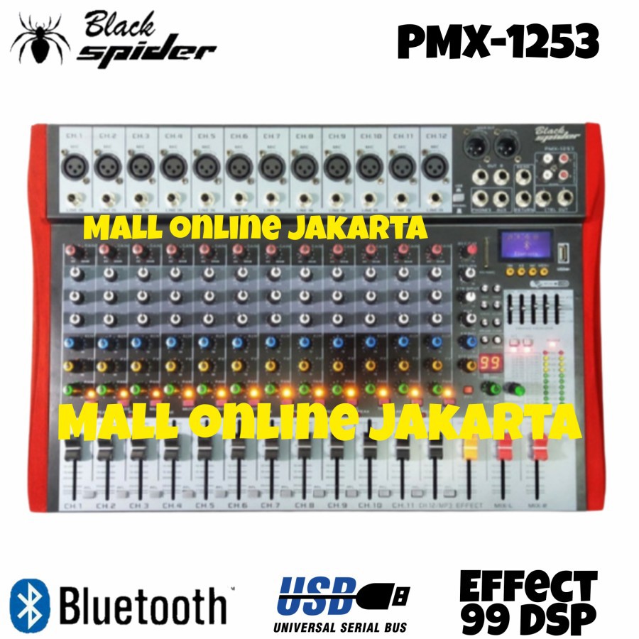 Mixer Blackspider 12 channel Pmx 1253 Mixing Black spider Pmx1253