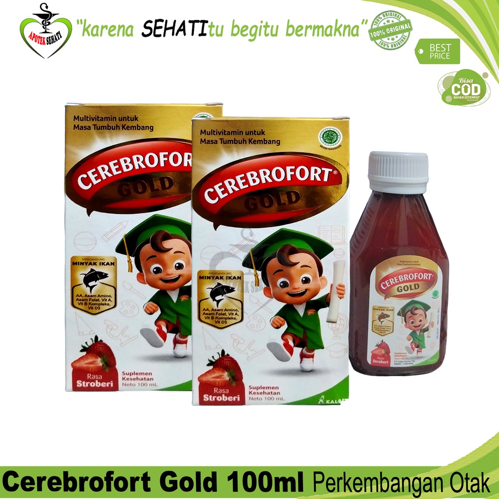 Cerebrofort Gold 100ml Rasa Strawberry vitamin anak