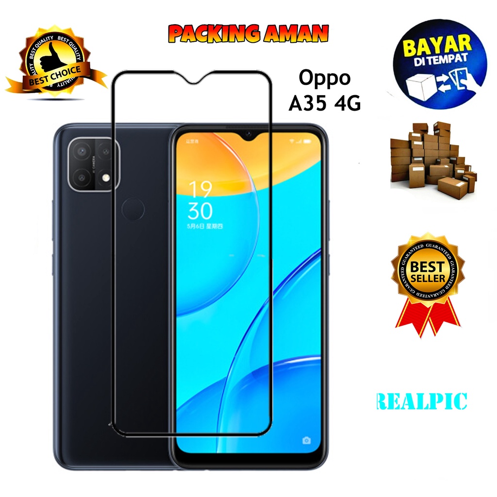 Tempered Glass Oppo A35 4G 2021 Full Cover / Full Screen Protector Anti Gores