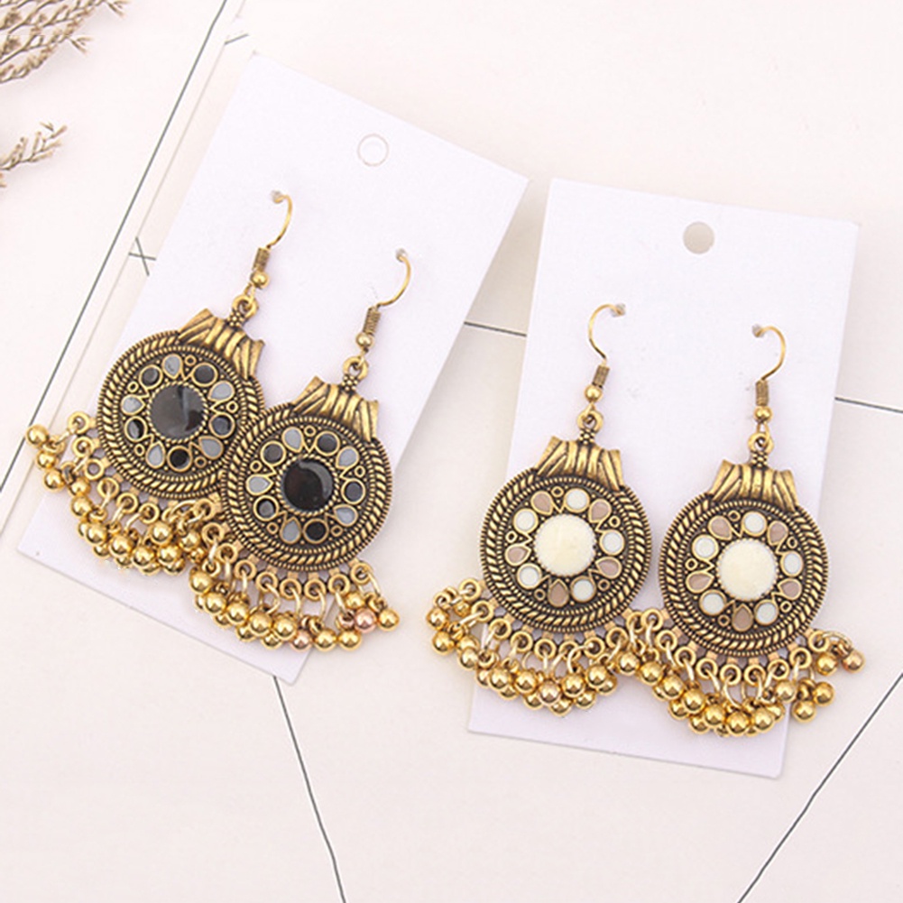 Hu Hu Hu Hu Hu Alat Bantu Pasang Kacamata♡ Anting Kait Gantung Statement Bahan Metal Desain Bolarumbai Gaya Vintage Untuk Wanita