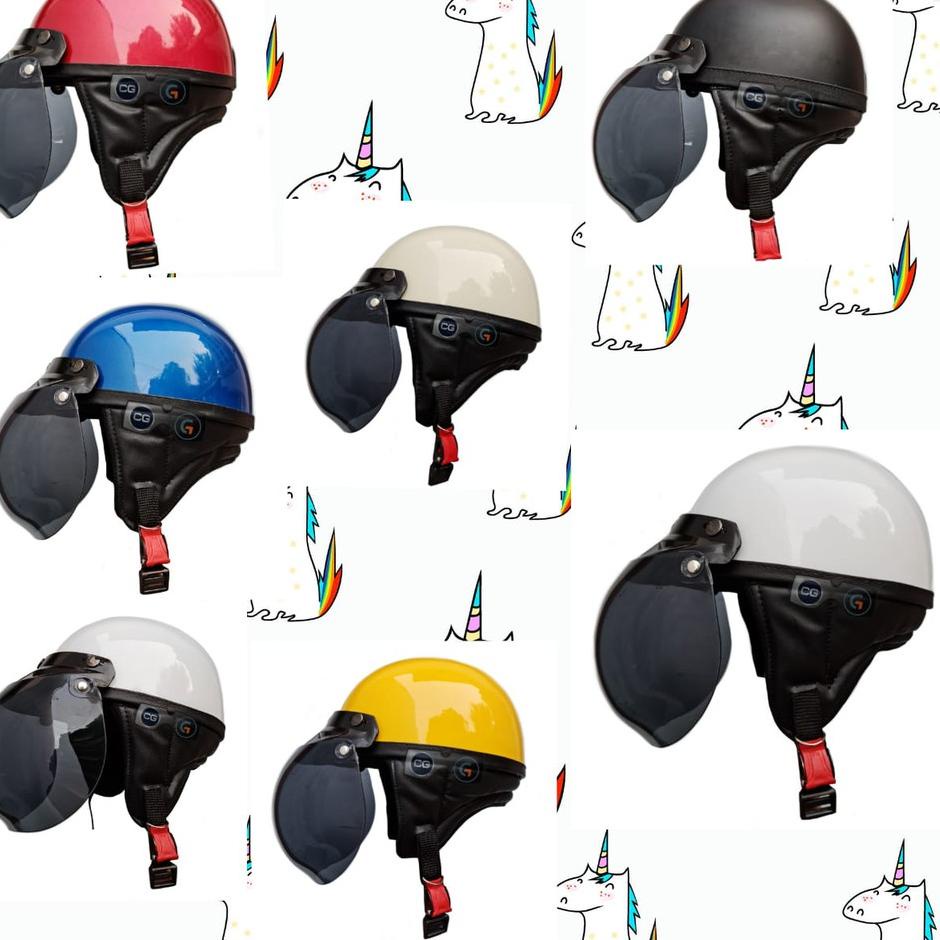 Lagi.diskon HELM RETRO CHIPS CAT GLOS MERAH/KUNING/BIRU/CREAM/PUTIH/HITAM/HELM BOGO/HELM RETRO/HELM/