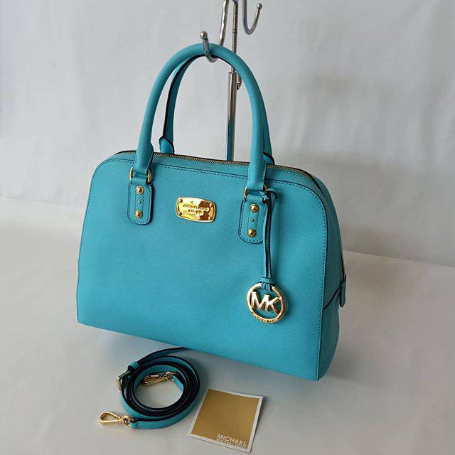 BRAND NEW Authentic Michael Kors MK Dome Blue Lagoon GHW Sling Bag