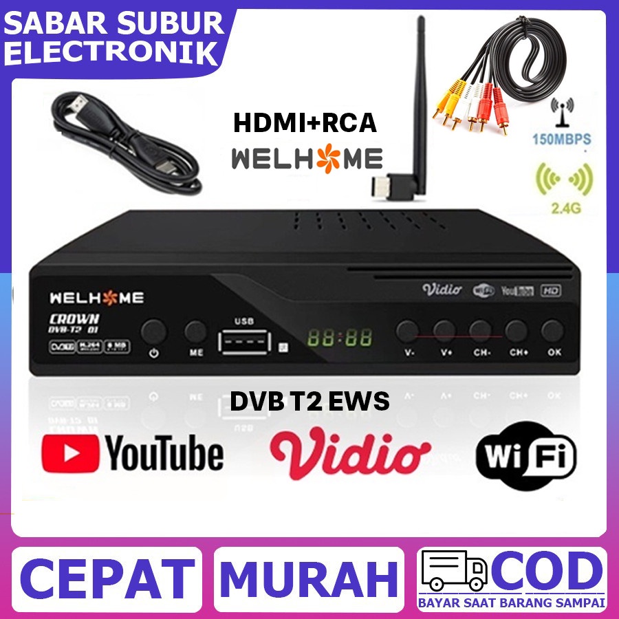 Welhome Set Top box Tv Digital DVB T2 EWS tv analog ke digital