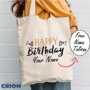 Totebag Blacu - Souvenir / Kado Ulang Tahun - Custom Nama - By Crion