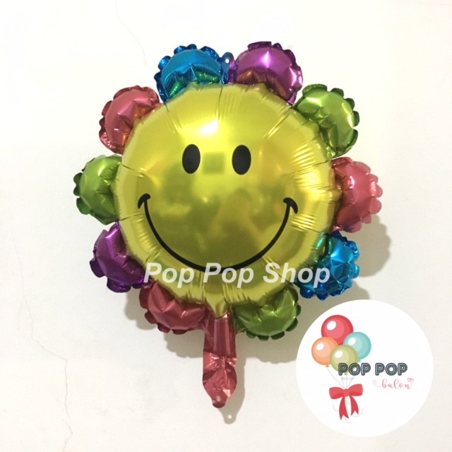 Balon Foil Mini Bunga Matahari Kecil / Balon Sun Flower / Balon Warna Warni Colorful