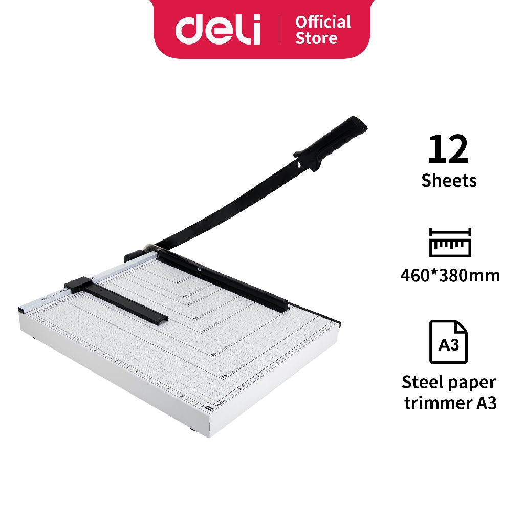 

Deli Pemotong Kertas Paper Trimmer Bahan baja A3 12 Sheets 18"*15"(46X38Cm) E8012