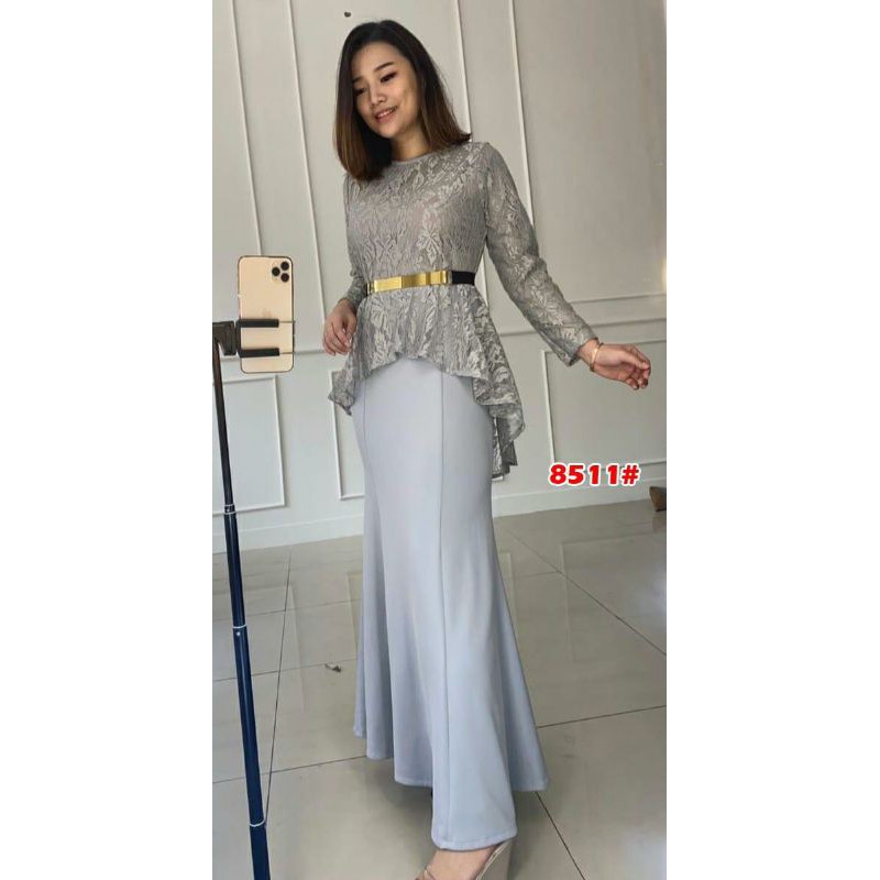 8511# longdress fashion ekor pesta/+FREE BELT BESI