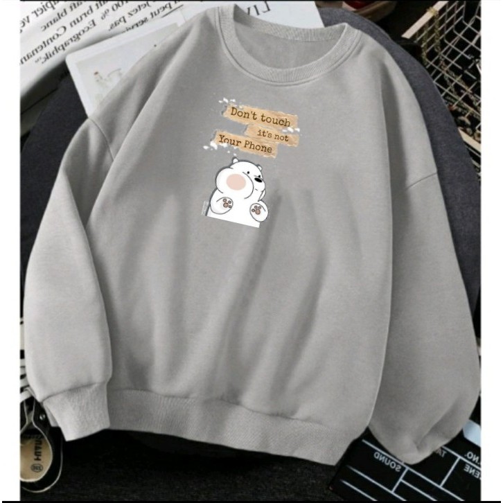 Sweater Pria Distro Japan Crewneck Cream Sablon Suiter Wanita/Pria Jumbo  Oversize