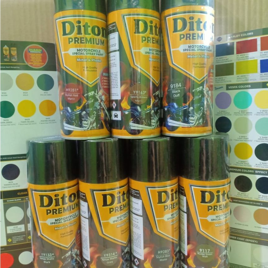 DITON Premium Pilok Pilox Warna Doff / Dop / Matte / Tidak Mengkilap ( Merah Doff Hitam Doff Coklat Doff Hijau Doff Biru Doff Clear Doff Hunter Green Stylist Red dll ) 400cc/400ml