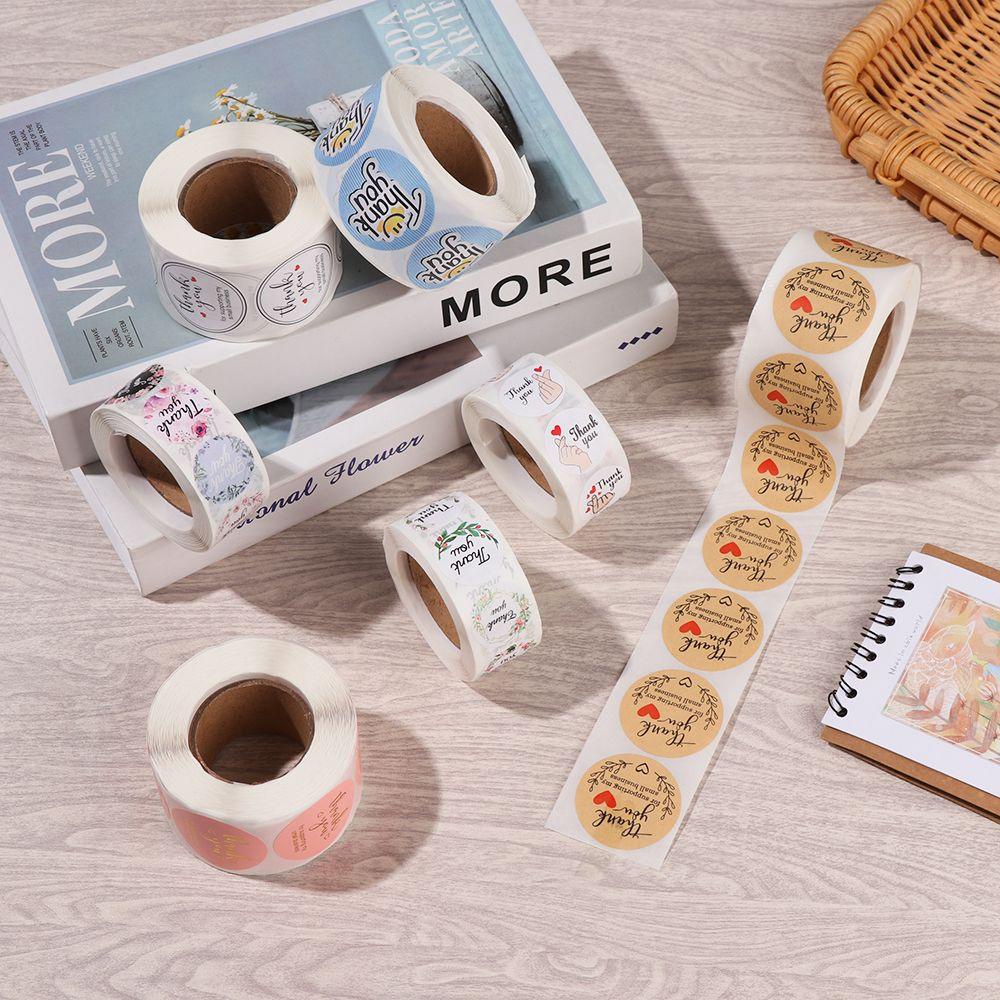 500pcs / Roll Perekat Segel Kemasan Desain Thank You Untuk Dekorasi Pernikahan