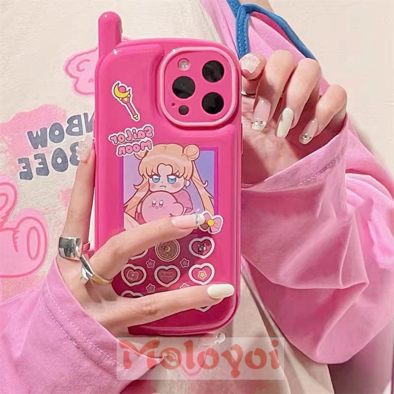 Fashion Lovely Anime Sailor Moon Back Case Kompatibel Untuk iPhone 7Plus 11xr 13 11 12 14 Pro MAX X7 8 Plus XS MAX Retro Personal Cellular Phone Glossy Air Cushion Soft Cover