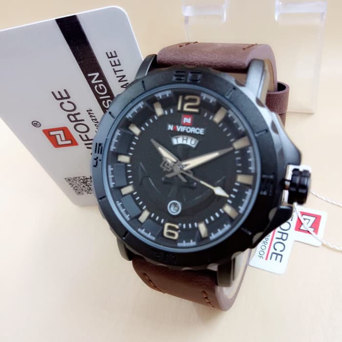 JAM TANGAN PRIA NAVI TANGGAL HARI ORI ANTI AIR (4 WARNA) - I DARK BROWN